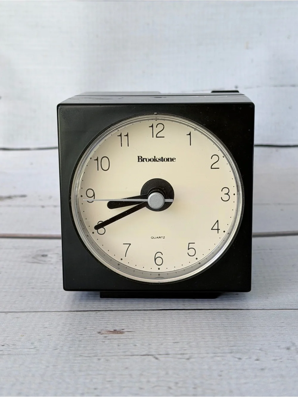 VINTAGE Brookstone Black and Cream Square Wall Clock